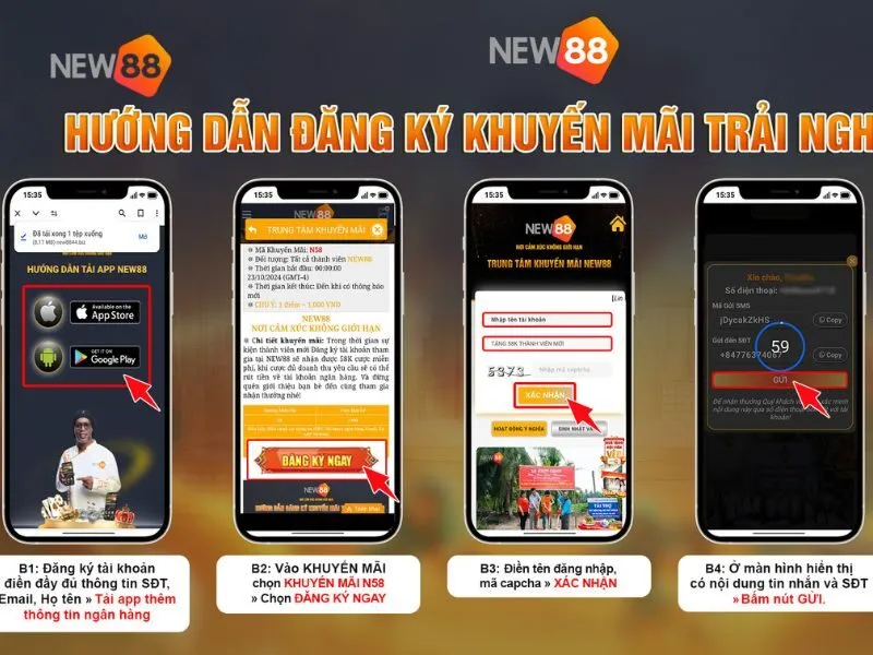 Các bước đăng ký nhận khuyến mãi N58 của New88