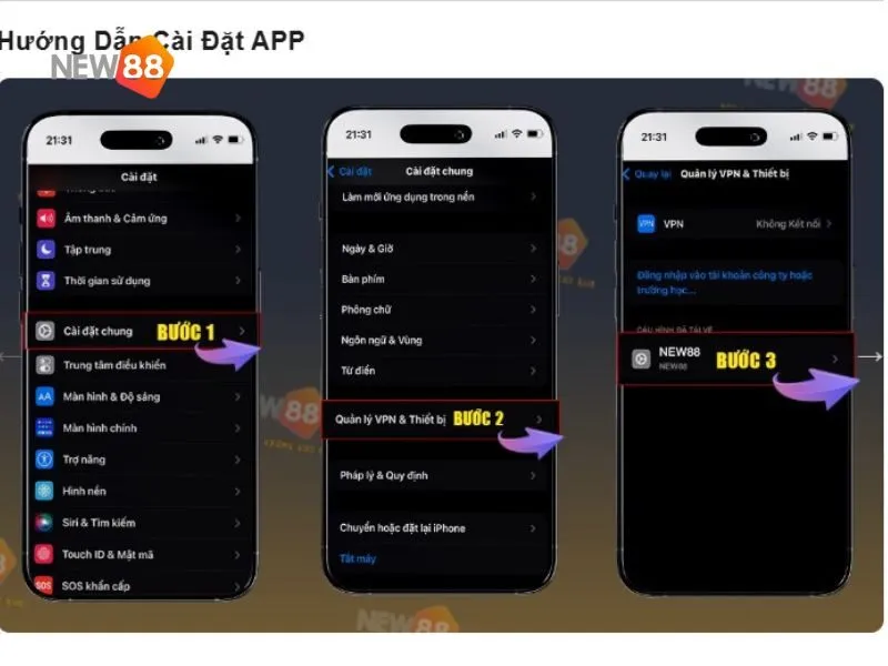 Các bước đầu cài đặt New88 trên iOS