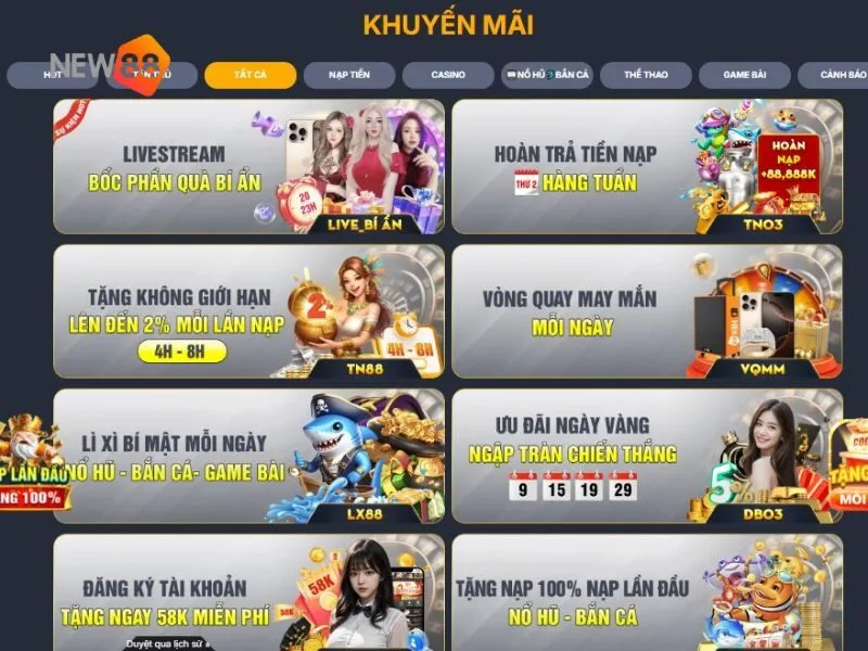 Tạo tài khoản là bắt buộc để được chơi chính thức trên New88